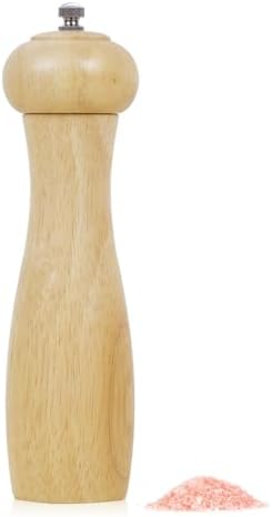 8-Inch Oak Wood Pepper Grinder with Adjustable Settings