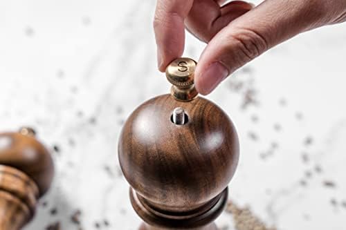 ACACIA WOOD SALT AND PEPPER GRINDERS SET REFILLABLE CERAMIC DURABLE