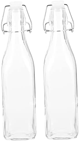 Cabilock Glass Juice Bottles 2 Pack - Reusable Oil Sauce Vinegar Storage