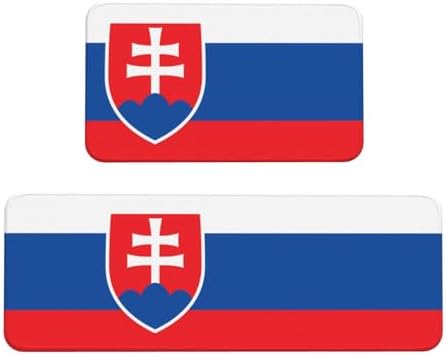 Flag of Slovakia Print Kitchen Mats 2 Sets Non-Slip Waterproof