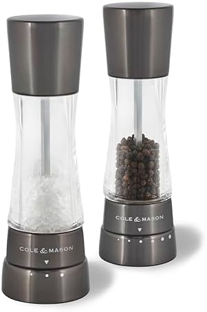 Elegantly Refillable Salt Pepper Mill Set Premium Design for Perfect Grind