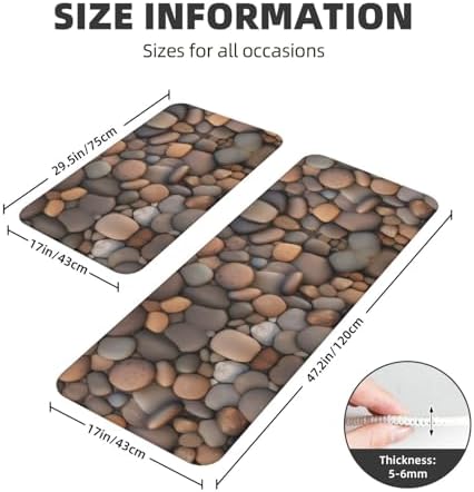Pebbles in The Beach Print Two-Piece Kitchen Mat Set