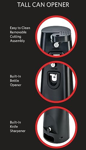 Ultra-Compact 2-in-1 Electric Can Bottle Opener One-Touch Design Black