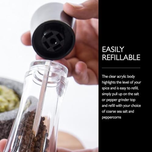 Elegantly Refillable Salt Pepper Mill Set Premium Design for Perfect Grind