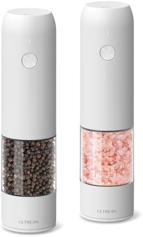 Ultrean 2-Pack Electric Salt Pepper Grinder Set White