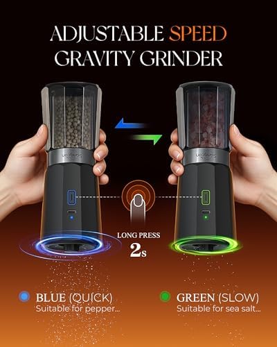 Compact Durable and Versatile Electric Salt and Pepper Grinder Set