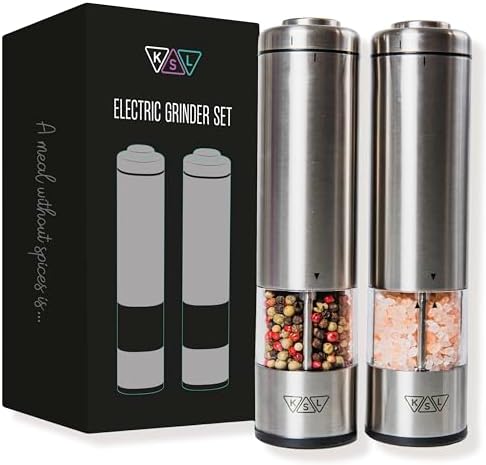 KSL Electric Salt Pepper Grinder Set - Adjustable Motorized
