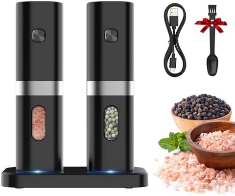 Syaws Electric Salt and Pepper Grinder Set with Charging Base