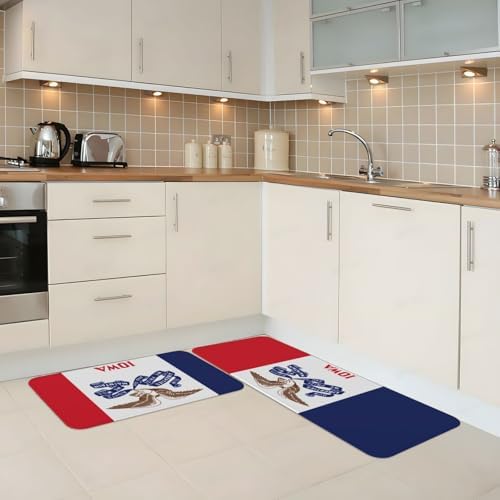 JxWCher Iowa State Flag Print Kitchen Mats 2 Set