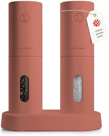 LARS NYSM Electric Salt Pepper Mill Set 2 Pieces Brick Red