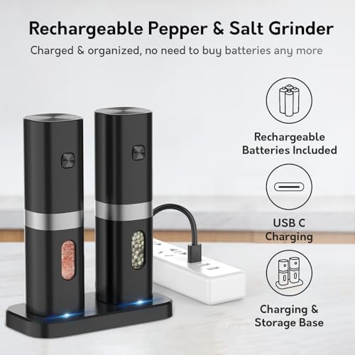Syaws Electric Salt and Pepper Grinder Set with Charging Base
