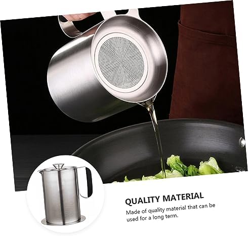 Cabilock 1L Stainless Steel Oil Bottle with Strainer Kitchen Essential