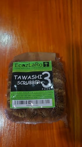 EcozLaRo 3-Piece Tawashi Scrubbers Eco-Friendly Non-Scratch Kitchen Brushes