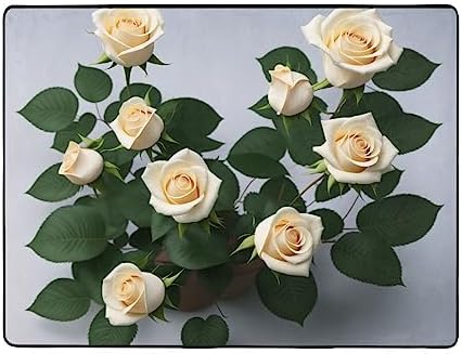 White Flowers Floor Mat