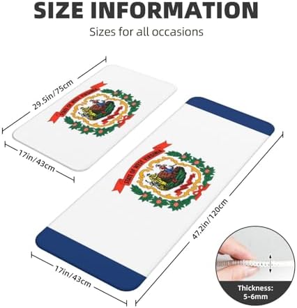 West Virginia Flag Kitchen Mats - Non-Slip Waterproof Rust Resistant