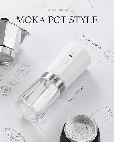 FORLIM 2-Speed Electric Salt Pepper Grinder 800mAh Rechargeable Auto-Reverse Clean White