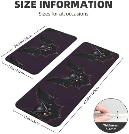 Black Ghost Bat Print Kitchen Mats 2 Sets