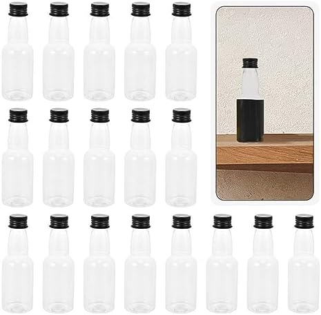 20pcs Transparent Mini Juice Bottles with Caps for Home and Kitchen Use