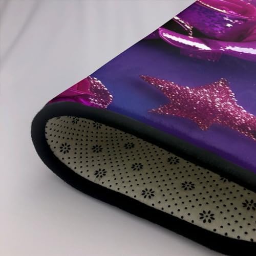 Breaux Glitter Sequin Rose Print Non-Slip Floor Mat 80x58 In
