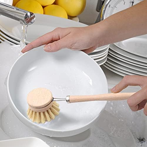 CEREM5-Piece Bamboo Dish Brush Set for Eco-Friendly Kitchen Cleaning