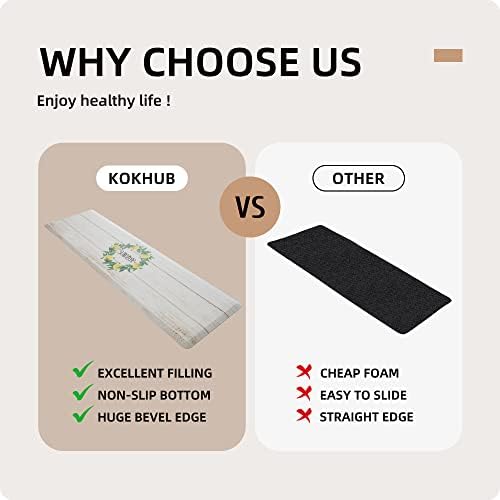 KOKHUB Anti-Fatigue Kitchen Mat Soft Cushioned for Standing Use