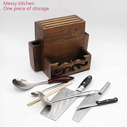 Rutavm Kitchen Knife Holder Wooden Tool Storage Rack for Countertops