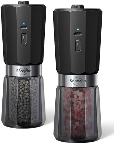 Compact Durable and Versatile Electric Salt and Pepper Grinder Set