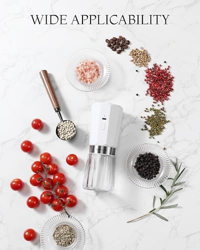 FORLIM 2-Speed Electric Salt Pepper Grinder 800mAh Rechargeable Auto-Reverse Clean White