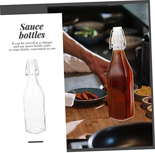 Cabilock Glass Juice Bottles 2 Pack - Reusable Oil Sauce Vinegar Storage