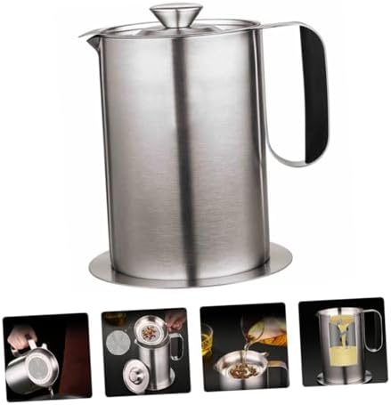 Cabilock 1L Stainless Steel Oil Bottle with Strainer Kitchen Essential