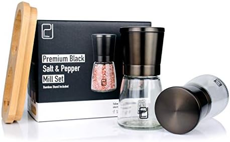 PJCKitchen Black Stainless Steel Salt and Pepper Grinder Set