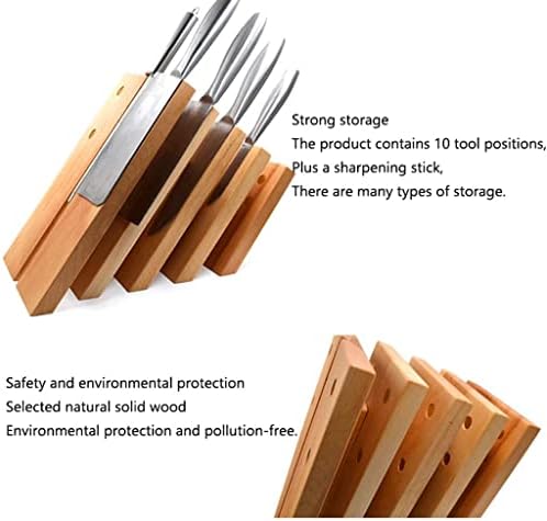 Sturdy Solid Wood Kitchen Knife Holder with Anti-Slip Base