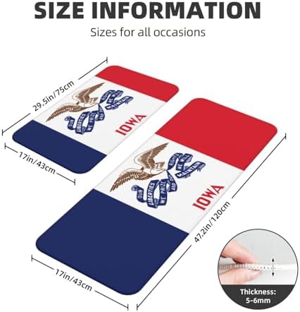 JxWCher Iowa State Flag Print Kitchen Mats 2 Set