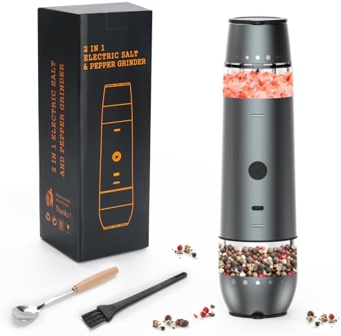Electric Salt and Pepper Grinder Set with Dual Heads