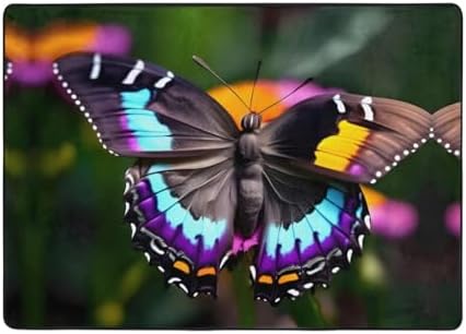 Elegant Butterfly Print Non-Slip Floor Mat for Home