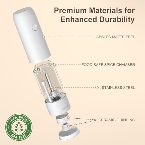Ultrean 2-Pack Electric Salt Pepper Grinder Set White