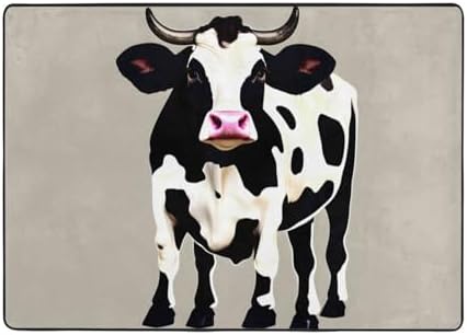 Breaux Cow Black Spot Print Non-Slip Floor Mat 80x58in