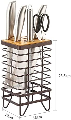 Sturdy Metal Wood Knife Holder Kitchen Tool Set Storage