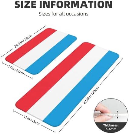 Luxembourg Flag Print Kitchen Mats Non-Slip 17x29 17x47
