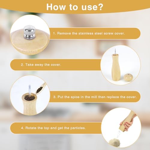 8-Inch Oak Wood Pepper Grinder with Adjustable Settings