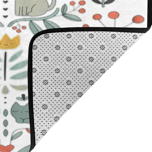 Funny Cats Birds and Flowers Non-Slip Floor Mat