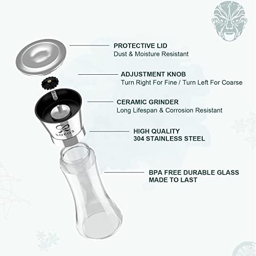 Sooos Salt Pepper Grinder Set Stainless Steel Refillable