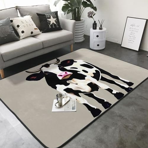 Breaux Cow Black Spot Print Non-Slip Floor Mat 80x58in
