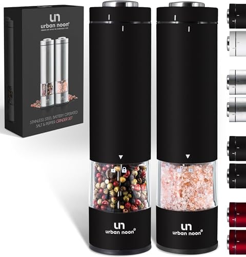 Elegant Electric Salt Pepper Grinder 2-Piece Set