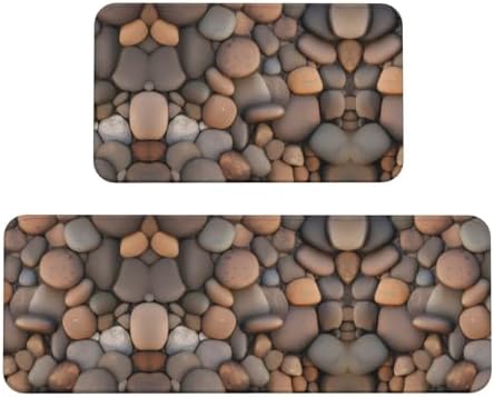 Pebbles in The Beach Print Two-Piece Kitchen Mat Set