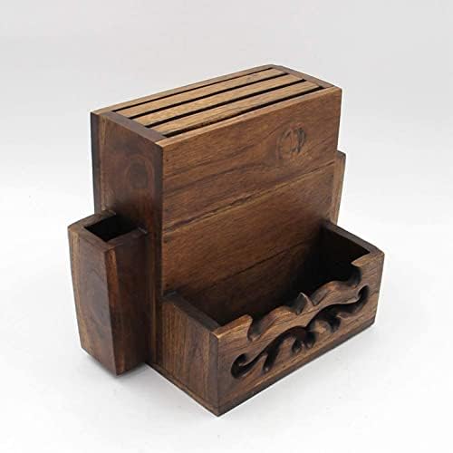 Rutavm Kitchen Knife Holder Wooden Tool Storage Rack for Countertops