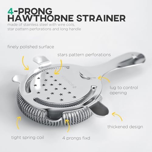 Homestia 304 Stainless Steel Cocktail Strainer for Drinks
