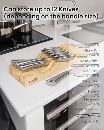 Space-Saving 11-Slot Knife Organizer for Kitchen Drawers