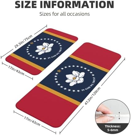 Mississippi State Flag Print Kitchen Mats