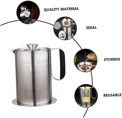 Cabilock 1L Stainless Steel Oil Bottle with Strainer Kitchen Essential